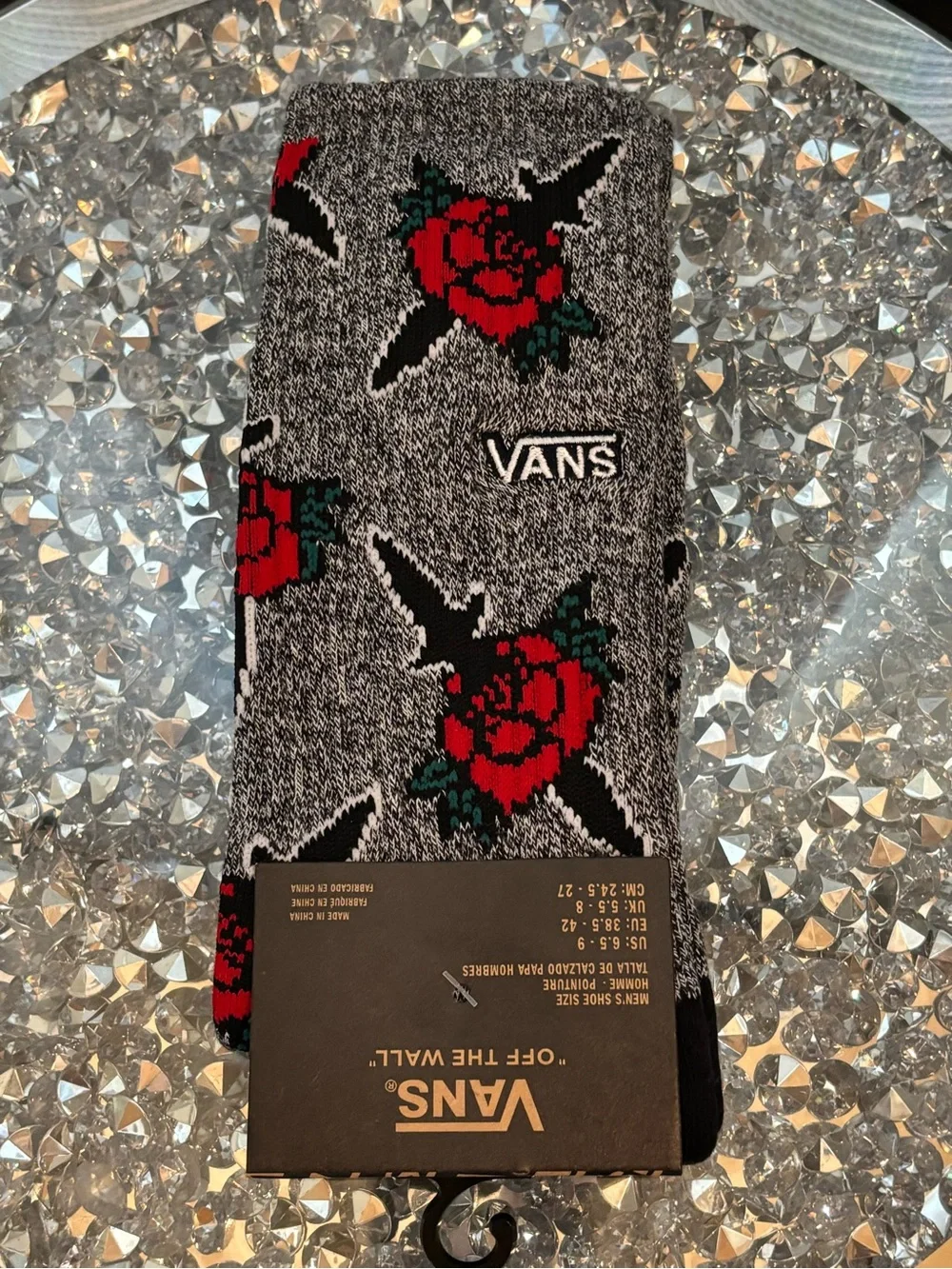 Vans “Off The Wall” Rose Floral Crew Socks NWT Men’s 6.5–9 / Unisex